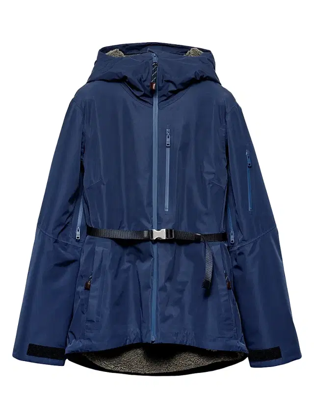 Women's Technical Fabric Blouson Jacket with Hood - Blue
