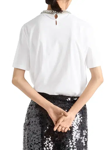 Prada Women's Embroidered Jersey T-Shirt - White | Thumbnail 3 Prada Women's Embroidered Jersey T-Shirt - White | Thumbnail 3