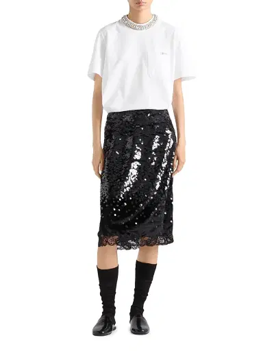 Prada Women's Embroidered Jersey T-Shirt - White | Thumbnail 5 Prada Women's Embroidered Jersey T-Shirt - White | Thumbnail 5