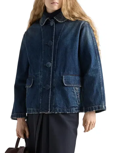 Prada Women's Washed Denim Blouson Jacket - Blue | Thumbnail 2 Prada Women's Washed Denim Blouson Jacket - Blue | Thumbnail 2