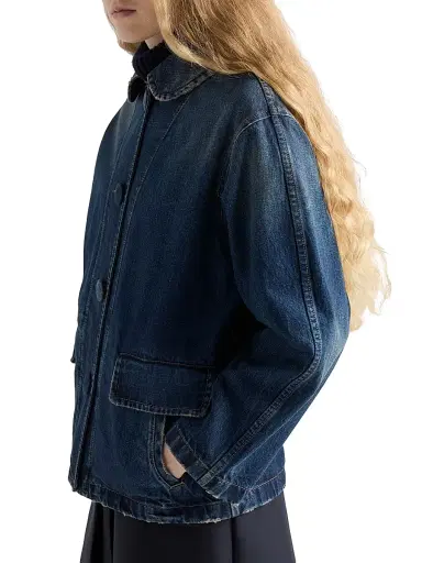 Prada Women's Washed Denim Blouson Jacket - Blue | Thumbnail 3 Prada Women's Washed Denim Blouson Jacket - Blue | Thumbnail 3