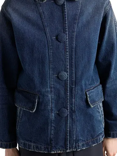 Prada Women's Washed Denim Blouson Jacket - Blue | Thumbnail 5 Prada Women's Washed Denim Blouson Jacket - Blue | Thumbnail 5