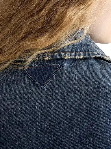 Prada Women's Washed Denim Blouson Jacket - Blue | Thumbnail 6 Prada Women's Washed Denim Blouson Jacket - Blue | Thumbnail 6