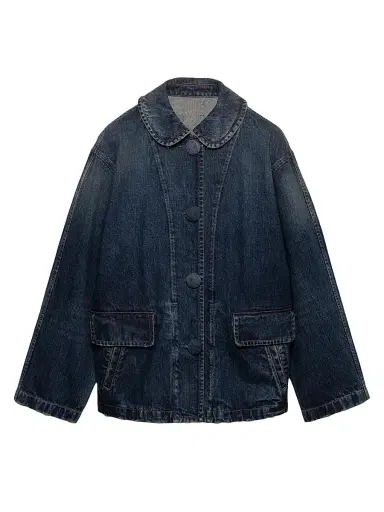 Prada Women's Washed Denim Blouson Jacket - Blue | Thumbnail 1 Prada Women's Washed Denim Blouson Jacket - Blue | Thumbnail 1