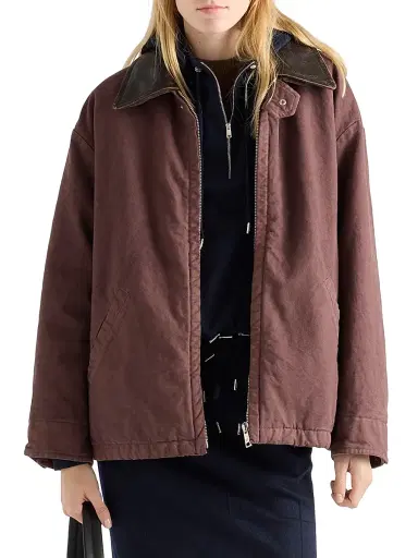 Prada Women's Old Canvas Caban Jacket - Dark Red | Thumbnail 2