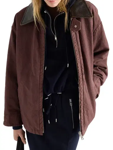 Prada Women's Old Canvas Caban Jacket - Dark Red | Thumbnail 3