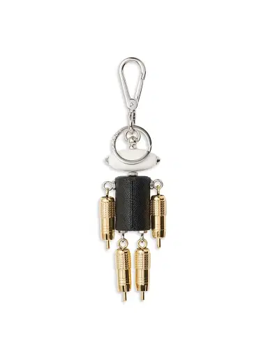 Prada Women's Robot Saffiano Leather Key Ring Charm - Black | Thumbnail 2 Prada Women's Robot Saffiano Leather Key Ring Charm - Black | Thumbnail 2