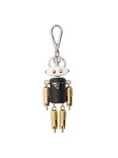 Prada Women's Robot Saffiano Leather Key Ring Charm - Black | Thumbnail 1 Prada Women's Robot Saffiano Leather Key Ring Charm - Black | Thumbnail 1