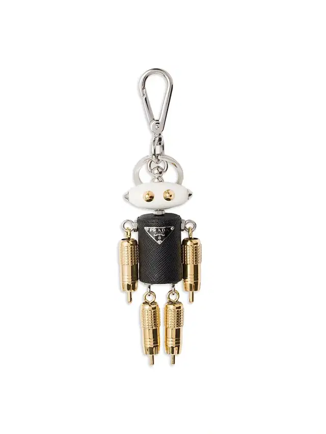 Prada Women's Robot Saffiano Leather Key Ring Charm - Black