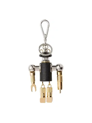 Prada Women's Robot Saffiano Leather Key Ring Charm - Black | Thumbnail 2