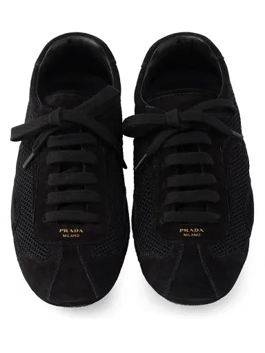 Prada Women's Montecarlo Suede and Mesh Sneakers - Yellow | Thumbnail 12