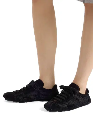 Prada Women's Montecarlo Suede and Mesh Sneakers - Yellow | Thumbnail 16