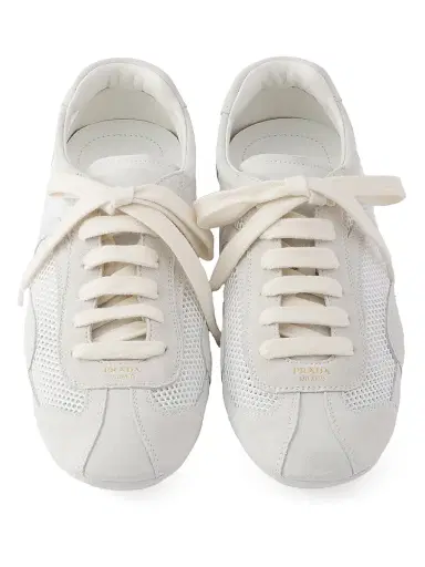 Prada Women's Montecarlo Suede and Mesh Sneakers - Yellow | Thumbnail 8