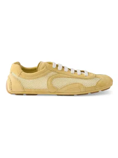 Prada Women's Montecarlo Suede and Mesh Sneakers - Yellow | Thumbnail 1