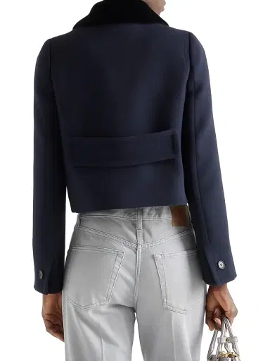 Prada Women's Single-Breasted Natté Fabric Jacket - Blue | Thumbnail 3 Prada Women's Single-Breasted Natté Fabric Jacket - Blue | Thumbnail 3