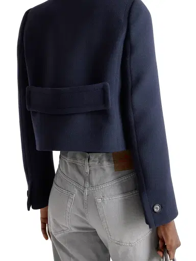 Prada Women's Single-Breasted Natté Fabric Jacket - Blue | Thumbnail 4 Prada Women's Single-Breasted Natté Fabric Jacket - Blue | Thumbnail 4
