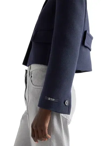 Prada Women's Single-Breasted Natté Fabric Jacket - Blue | Thumbnail 5 Prada Women's Single-Breasted Natté Fabric Jacket - Blue | Thumbnail 5