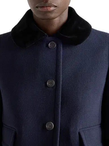 Prada Women's Single-Breasted Natté Fabric Jacket - Blue | Thumbnail 6 Prada Women's Single-Breasted Natté Fabric Jacket - Blue | Thumbnail 6