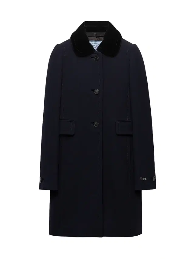 Women's Single-Breasted Natté Fabric Coat - Blue