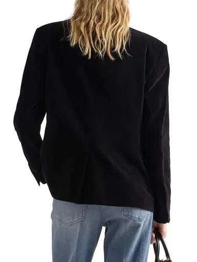 Prada Women's Single-Breasted Velvet Jacket - Black | Thumbnail 4