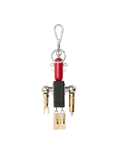 Prada Women's Robot Saffiano Leather Key Ring Charm - Black | Thumbnail 2 Prada Women's Robot Saffiano Leather Key Ring Charm - Black | Thumbnail 2