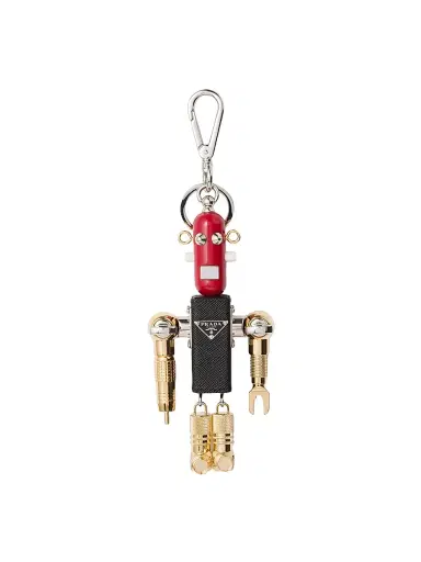 Prada Women's Robot Saffiano Leather Key Ring Charm - Black | Thumbnail 1 Prada Women's Robot Saffiano Leather Key Ring Charm - Black | Thumbnail 1