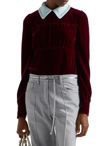 Prada Women's Velvet Top - Red | Thumbnail 2