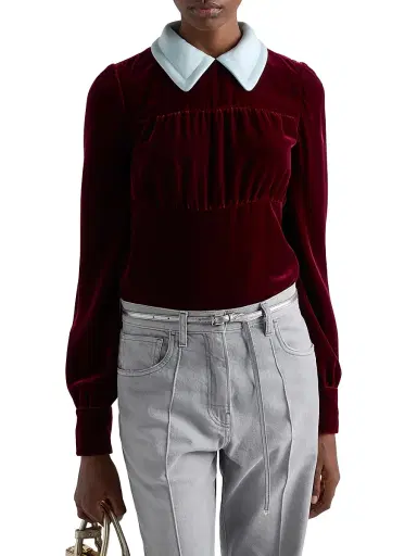Prada Women's Velvet Top - Red | Thumbnail 3