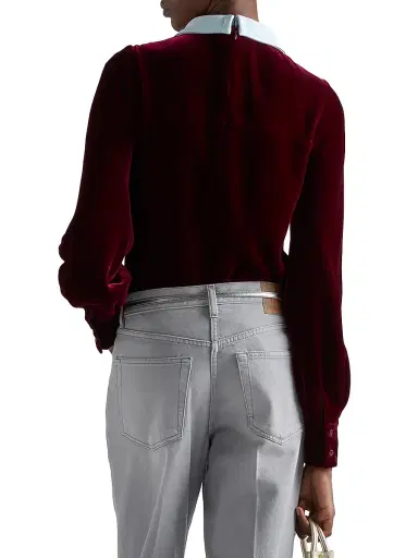 Prada Women's Velvet Top - Red | Thumbnail 4