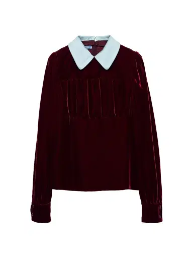 Prada Women's Velvet Top - Red | Thumbnail 1