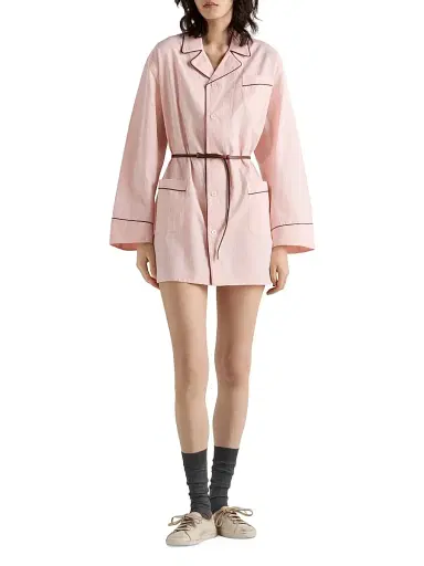 Prada Women's Cotton Shirt Dress - Pink | Thumbnail 6 Prada Women's Cotton Shirt Dress - Pink | Thumbnail 6