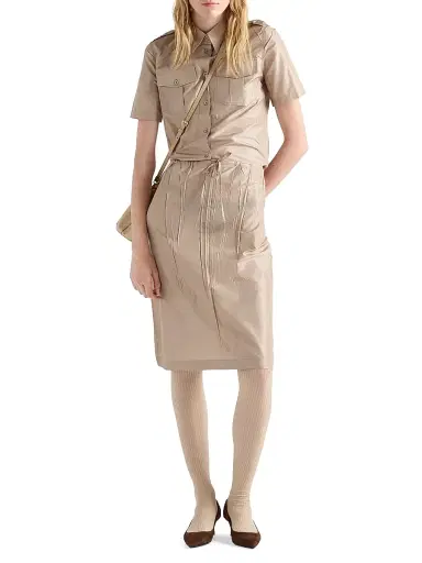 Prada Women's Short-Sleeved Taffeta Shirt - Beige | Thumbnail 6 Prada Women's Short-Sleeved Taffeta Shirt - Beige | Thumbnail 6