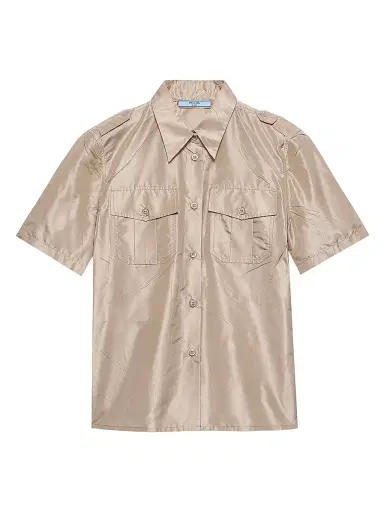 Prada Women's Short-Sleeved Taffeta Shirt - Beige | Thumbnail 1 Prada Women's Short-Sleeved Taffeta Shirt - Beige | Thumbnail 1
