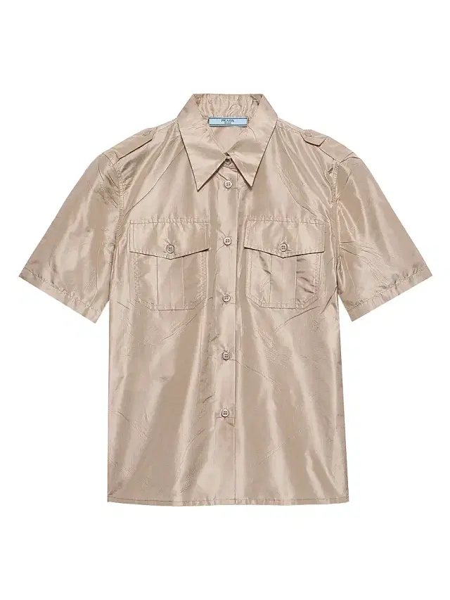 Women's Short-Sleeved Taffeta Shirt - Beige