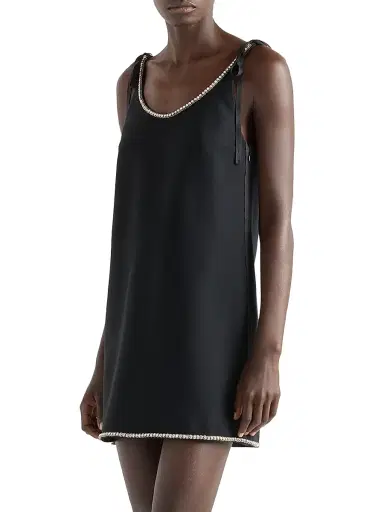 Prada Women's Compact Sablé Mini-Dress - Black | Thumbnail 2 Prada Women's Compact Sablé Mini-Dress - Black | Thumbnail 2