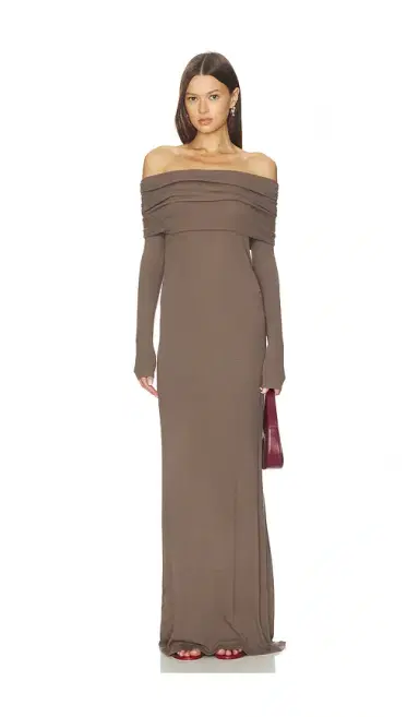 ENZA COSTA Silk Rib Off Shoulder Fluid Dress | Thumbnail 1 ENZA COSTA Silk Rib Off Shoulder Fluid Dress | Thumbnail 1