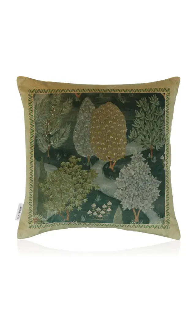 Persian Gardens Velvet Cushion - Green