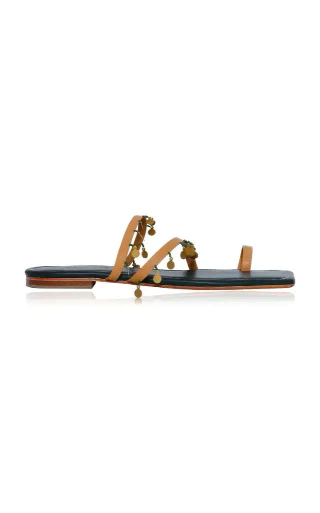Glimmering Shores Leather Sandals - Tan
