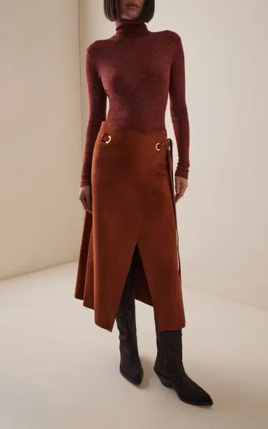 Gabriela Hearst Idalia Belted Suede Midi Wrap Skirt | Thumbnail 2