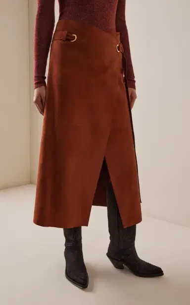 Gabriela Hearst Idalia Belted Suede Midi Wrap Skirt | Thumbnail 3