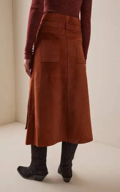 Gabriela Hearst Idalia Belted Suede Midi Wrap Skirt | Thumbnail 4