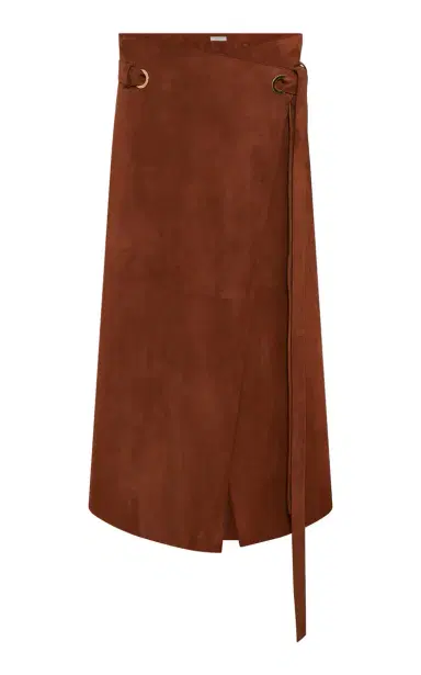 Gabriela Hearst Idalia Belted Suede Midi Wrap Skirt | Thumbnail 6