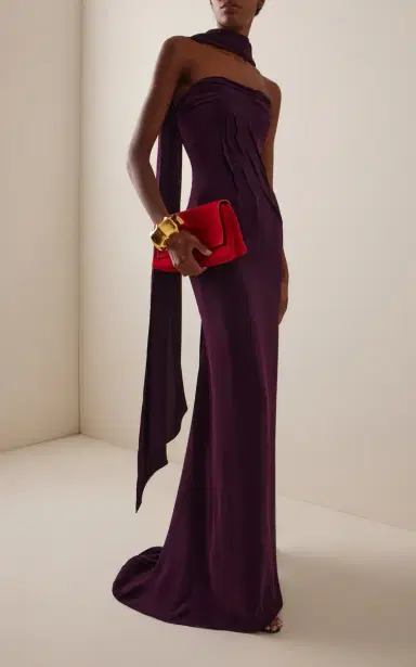 Marmar Halim Hand-Sculpted Crepe Cape Gown | Thumbnail 2 Marmar Halim Hand-Sculpted Crepe Cape Gown | Thumbnail 2