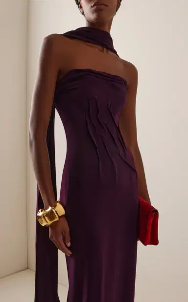 Marmar Halim Hand-Sculpted Crepe Cape Gown | Thumbnail 3 Marmar Halim Hand-Sculpted Crepe Cape Gown | Thumbnail 3