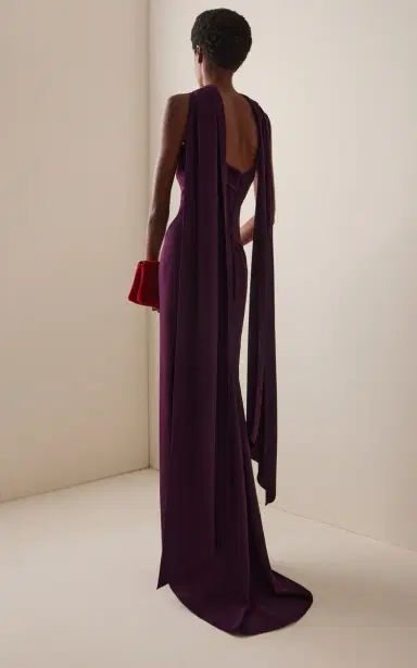 Marmar Halim Hand-Sculpted Crepe Cape Gown | Thumbnail 4 Marmar Halim Hand-Sculpted Crepe Cape Gown | Thumbnail 4