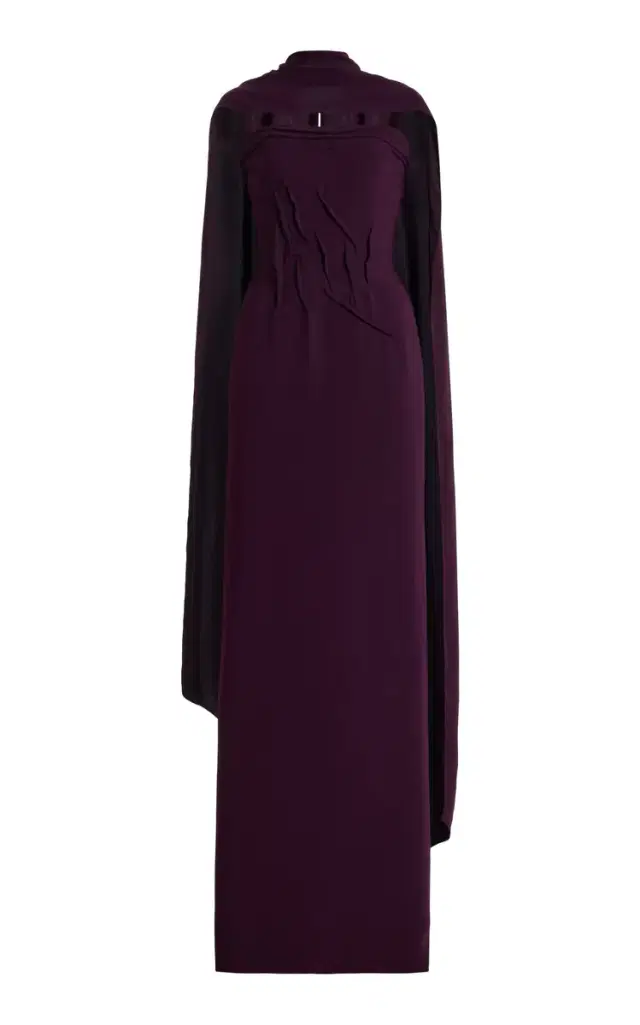 Hand-Sculpted Crepe Cape Gown