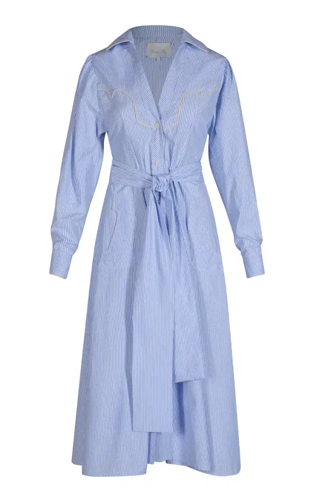 Johanna Ortiz Vela De Cruz Embroidered Poplin Midi Shirt Dress