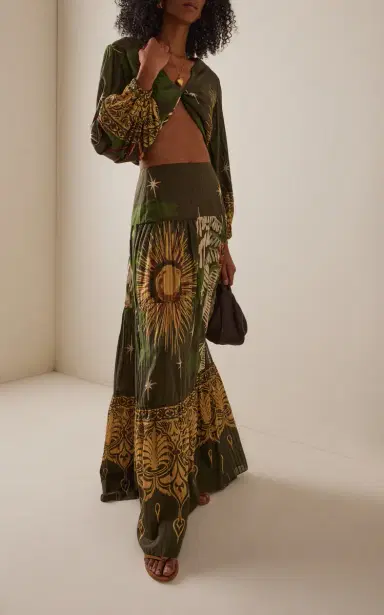 Johanna Ortiz Relatos De Mi Tierra Silk-Blend Maxi Skirt | Thumbnail 2