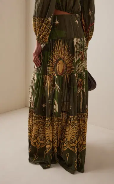 Johanna Ortiz Relatos De Mi Tierra Silk-Blend Maxi Skirt | Thumbnail 4