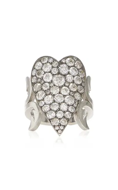 Sylva & Cie Old Euro Cut Ten Table Heart Ring | Thumbnail 1 Sylva & Cie Old Euro Cut Ten Table Heart Ring | Thumbnail 1